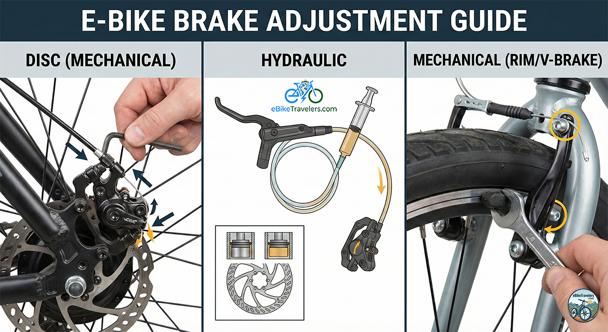 E-Bike Brake Adjustment Guide: Disc, Hydraulic & Mechanical